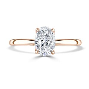 Oval-Cut Lab-Grown Diamond Solitaire Ring with Talon Claw Setting in 18ct Rose Gold (1ct)
