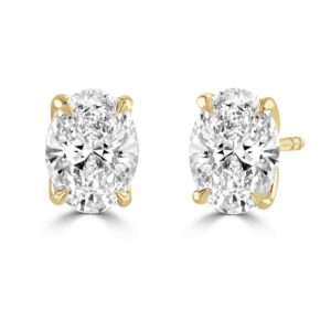 Oval-Cut Lab-Grown Diamond Solitaire Earrings in 18ct Yellow Gold (2.02cts)