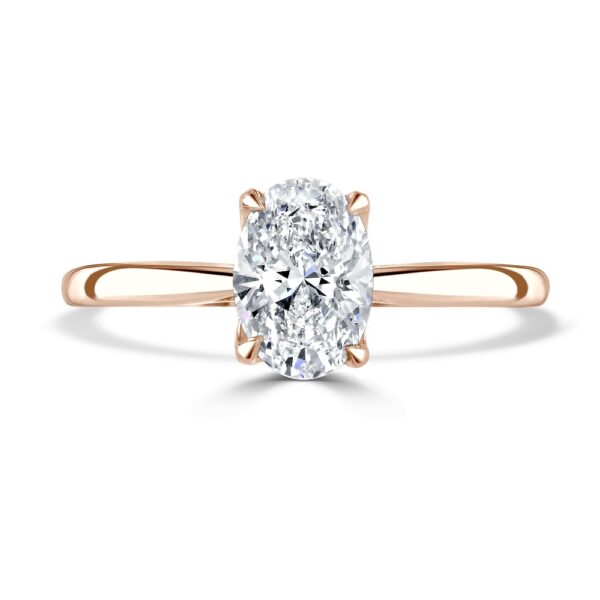 Oval-Cut Lab-Grown Diamond Solitaire Ring with Talon Claw Setting in 18ct Rose Gold (1.04cts)