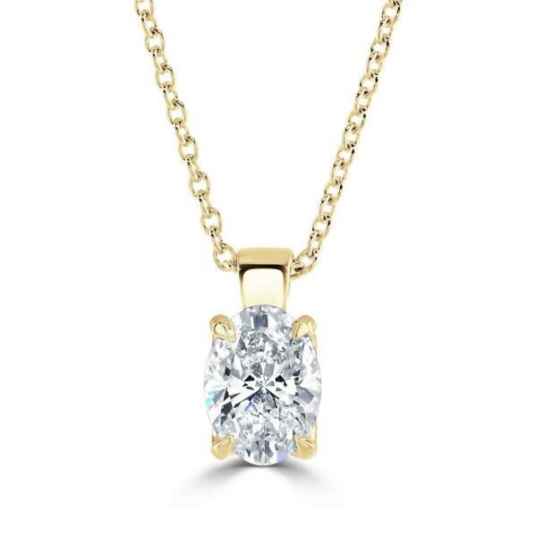 Oval-Cut Lab-Grown Solitaire Diamond Pendant in 18ct Yellow Gold (1.01cts)
